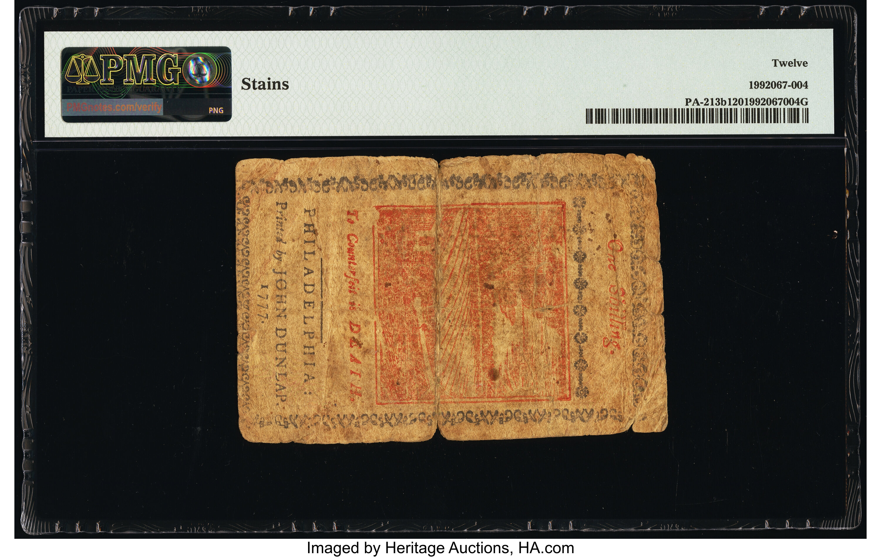 image for: Pennsylvania April 10, 1777 1s PMG Fine 12....