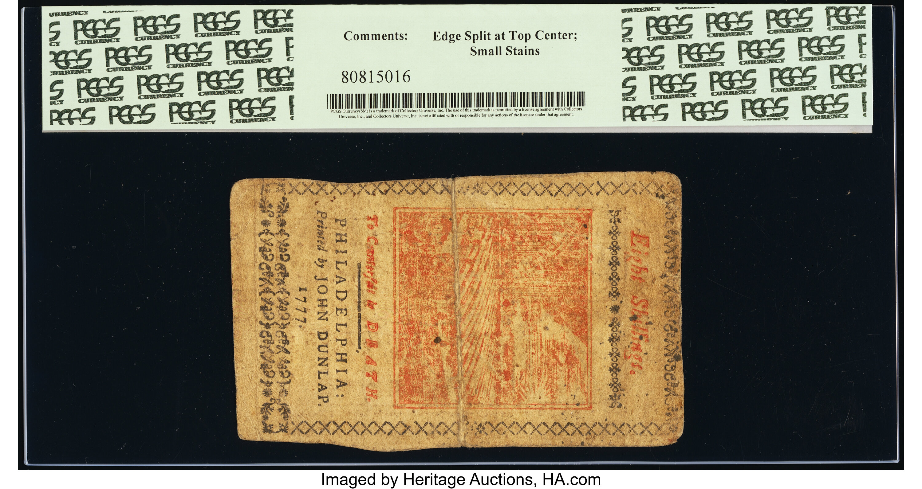 image for: Pennsylvania April 10, 1777 8s PCGS Very Fine 25....