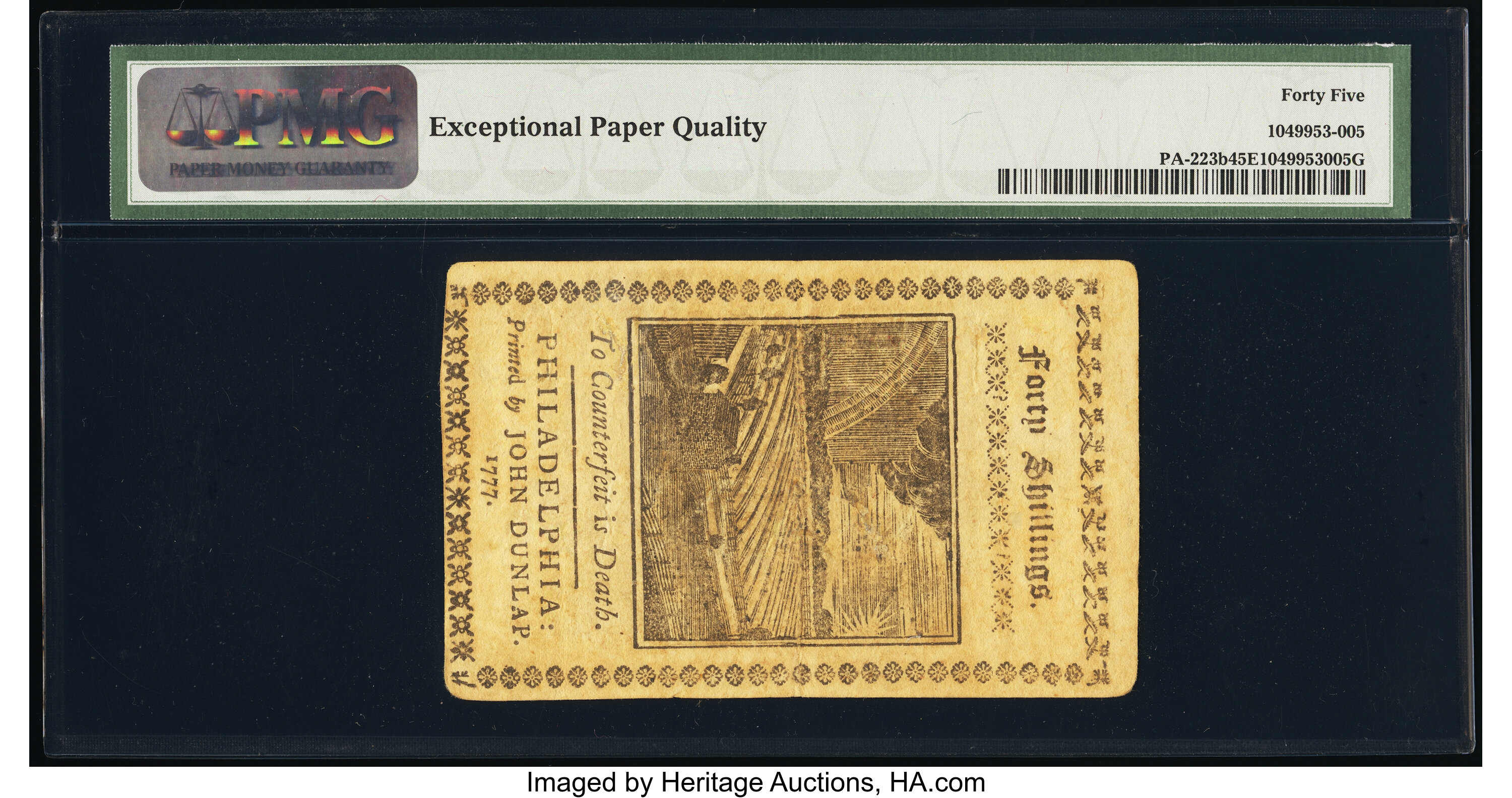 image for: Pennsylvania April 10, 1777 40s PMG Choice Extremely Fine 45 EPQ....