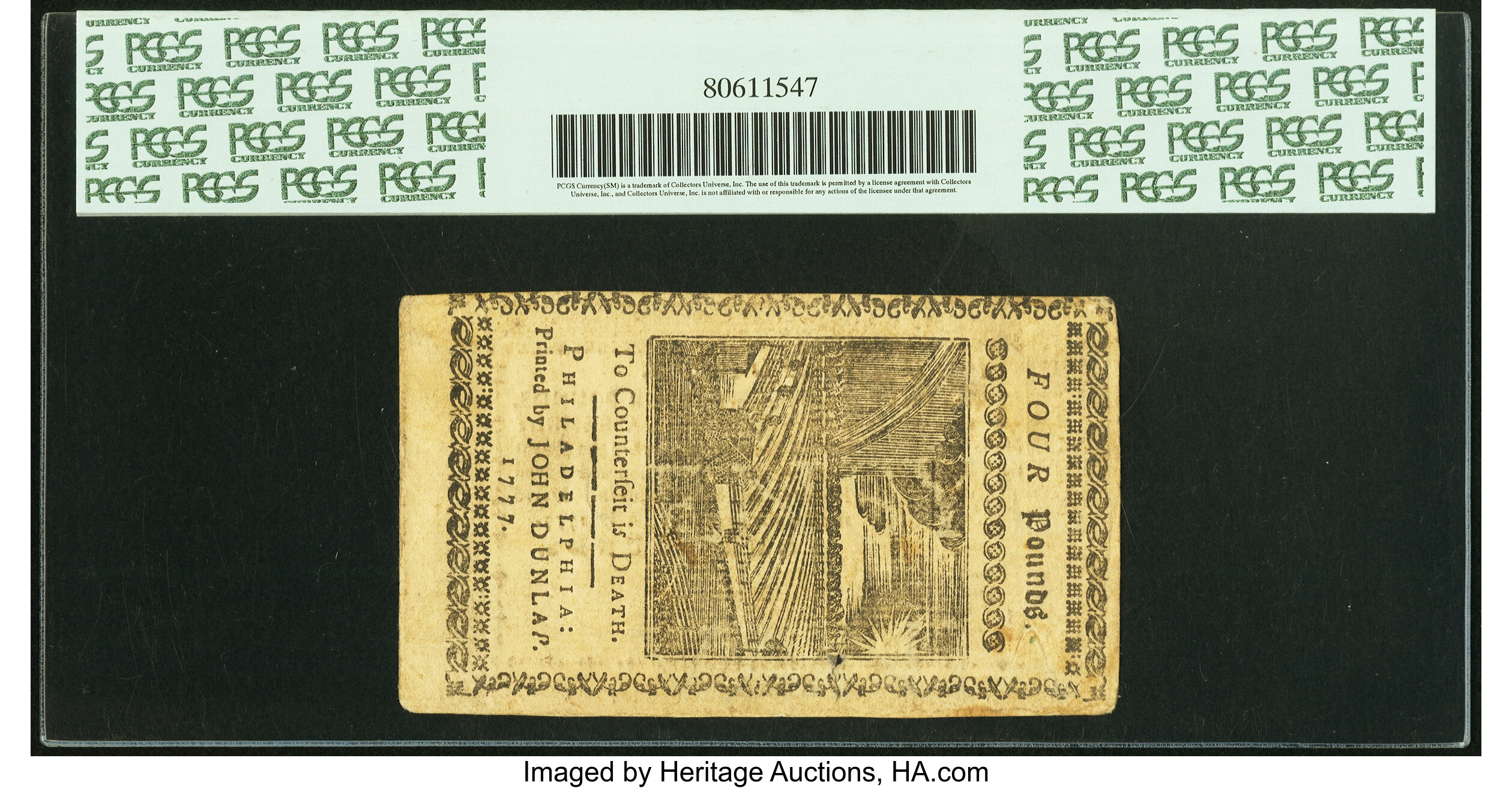 image for: Pennsylvania April 10, 1777 £4 PCGS Apparent About New 50....