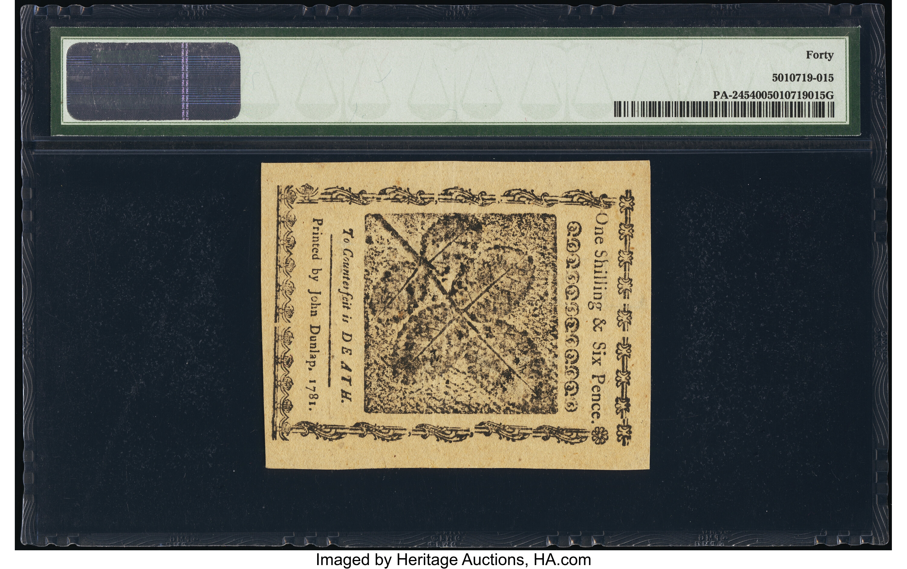image for: Pennsylvania April 20, 1781 1s 6d PMG Extremely Fine 40....