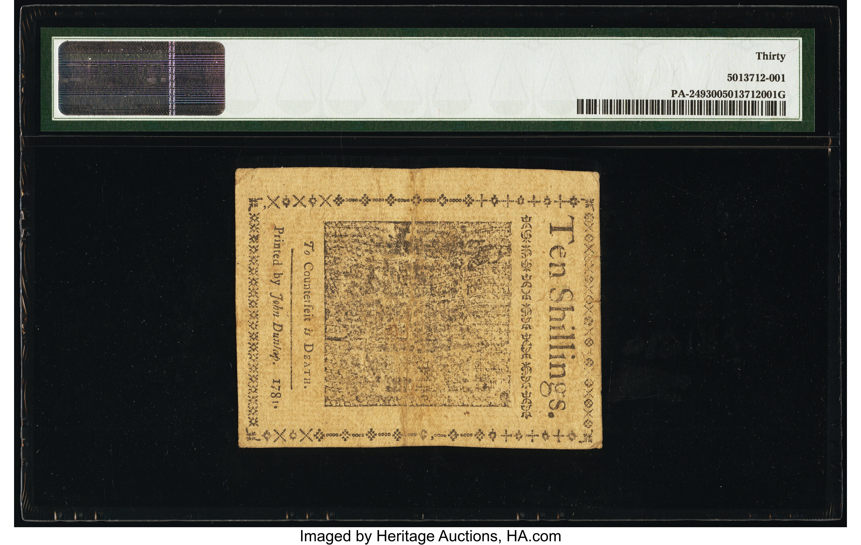 image for: Pennsylvania April 20, 1781 10s PMG Very Fine 30....
