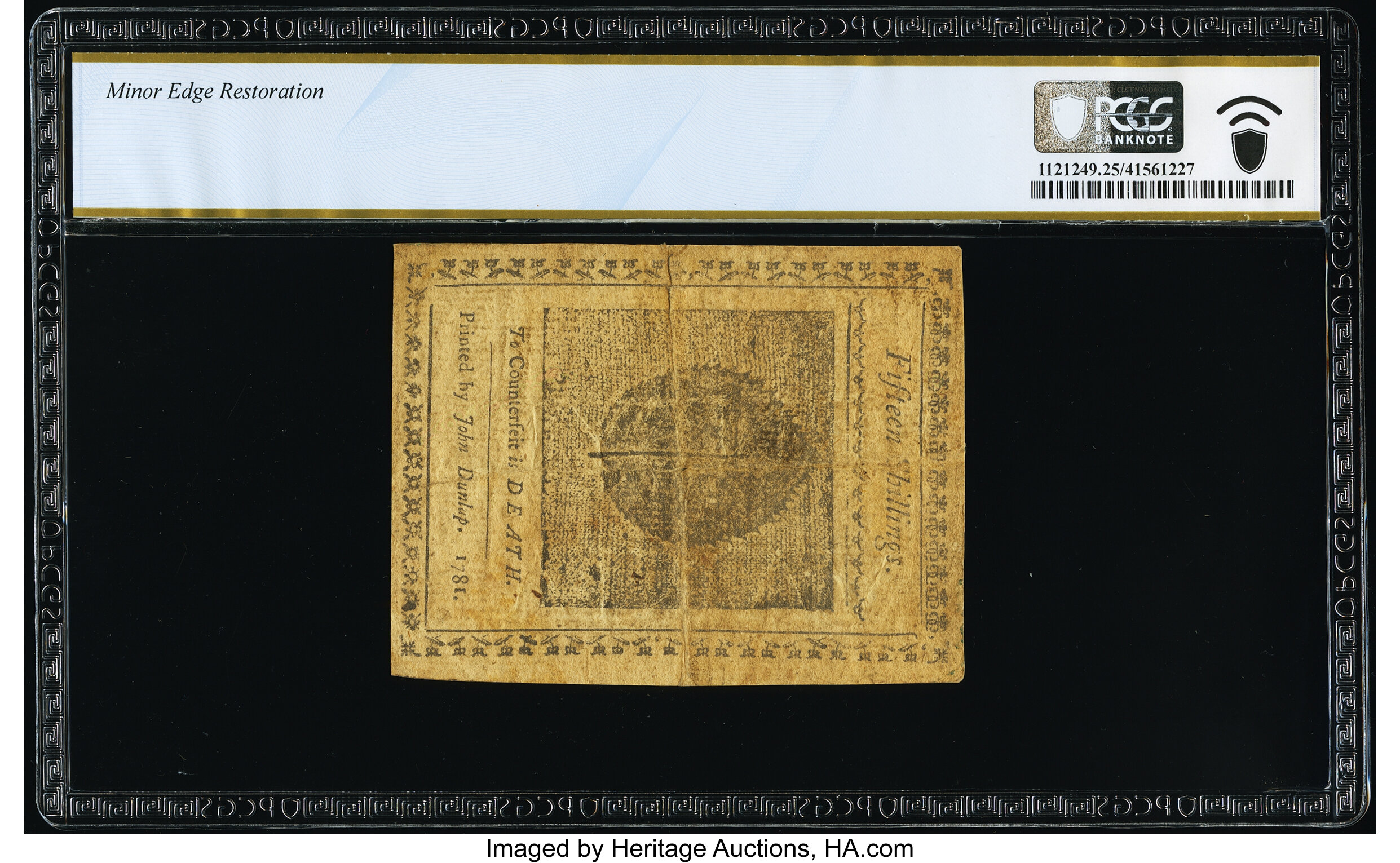 image for: Pennsylvania April 20, 1781 15s PCGS Banknote Very Fine 25 Details....