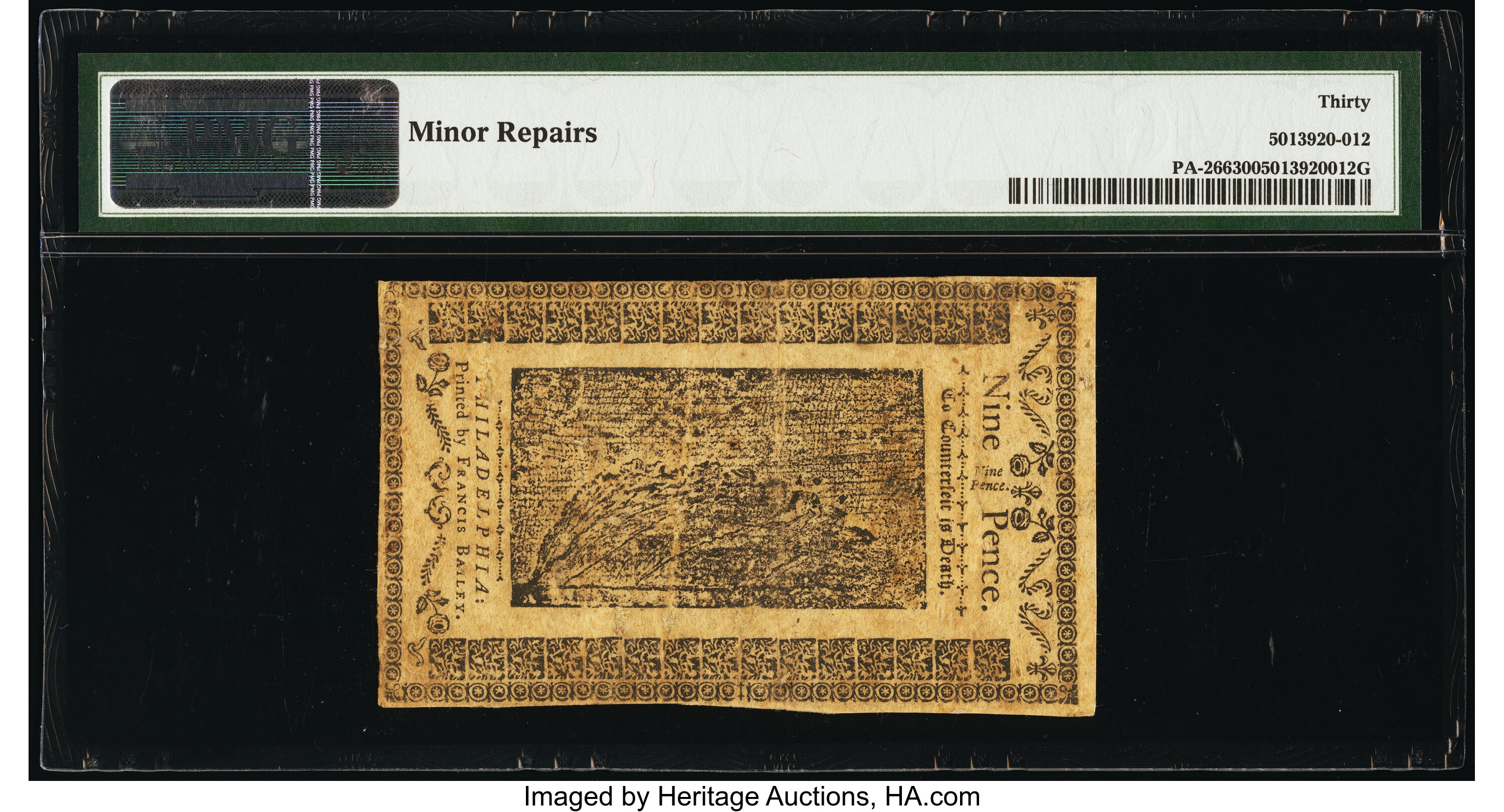 image for: Pennsylvania March 16, 1785 9d PMG Very Fine 30....