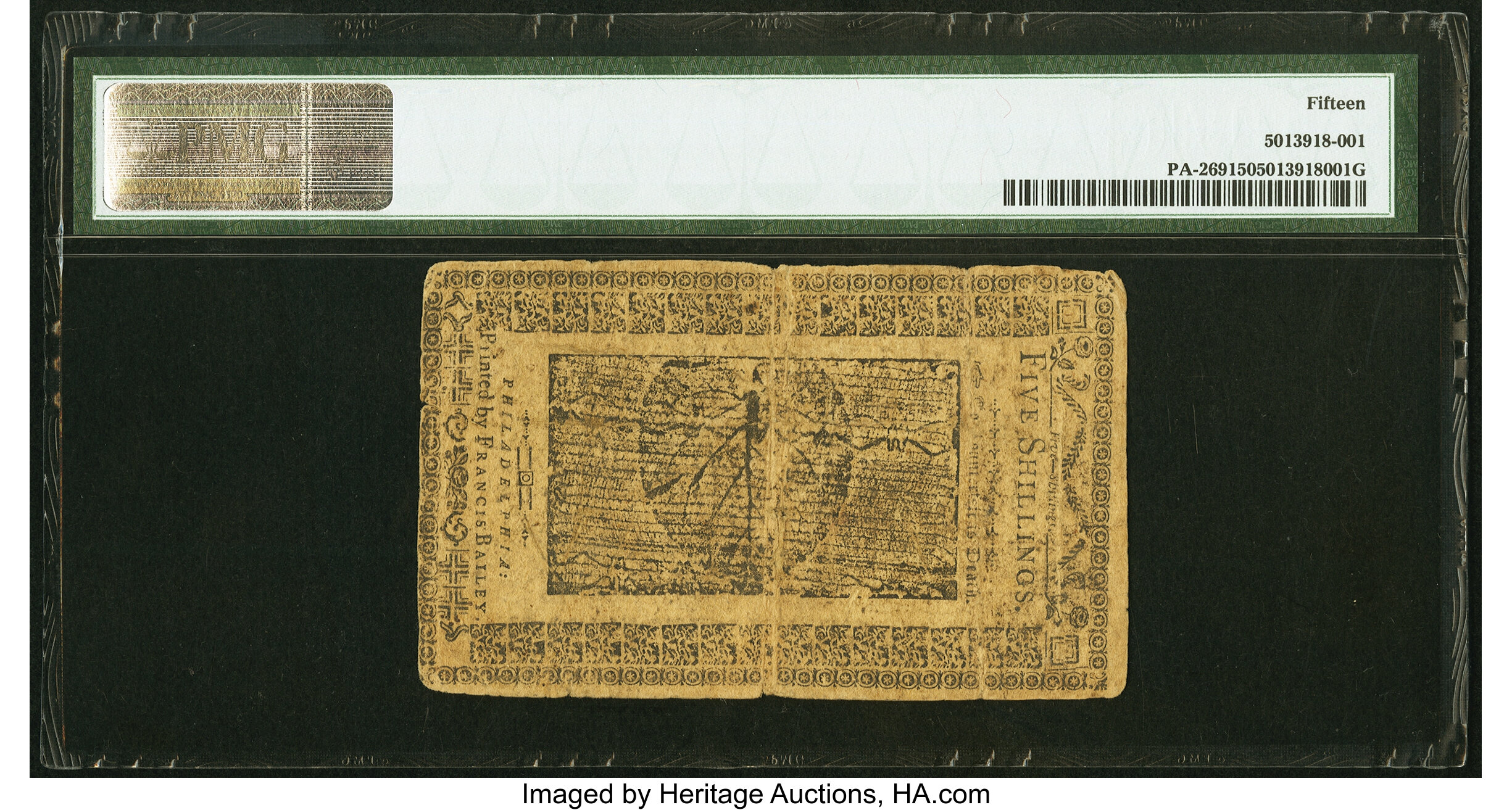 image for: Pennsylvania March 16, 1785 5s PMG Choice Fine 15....