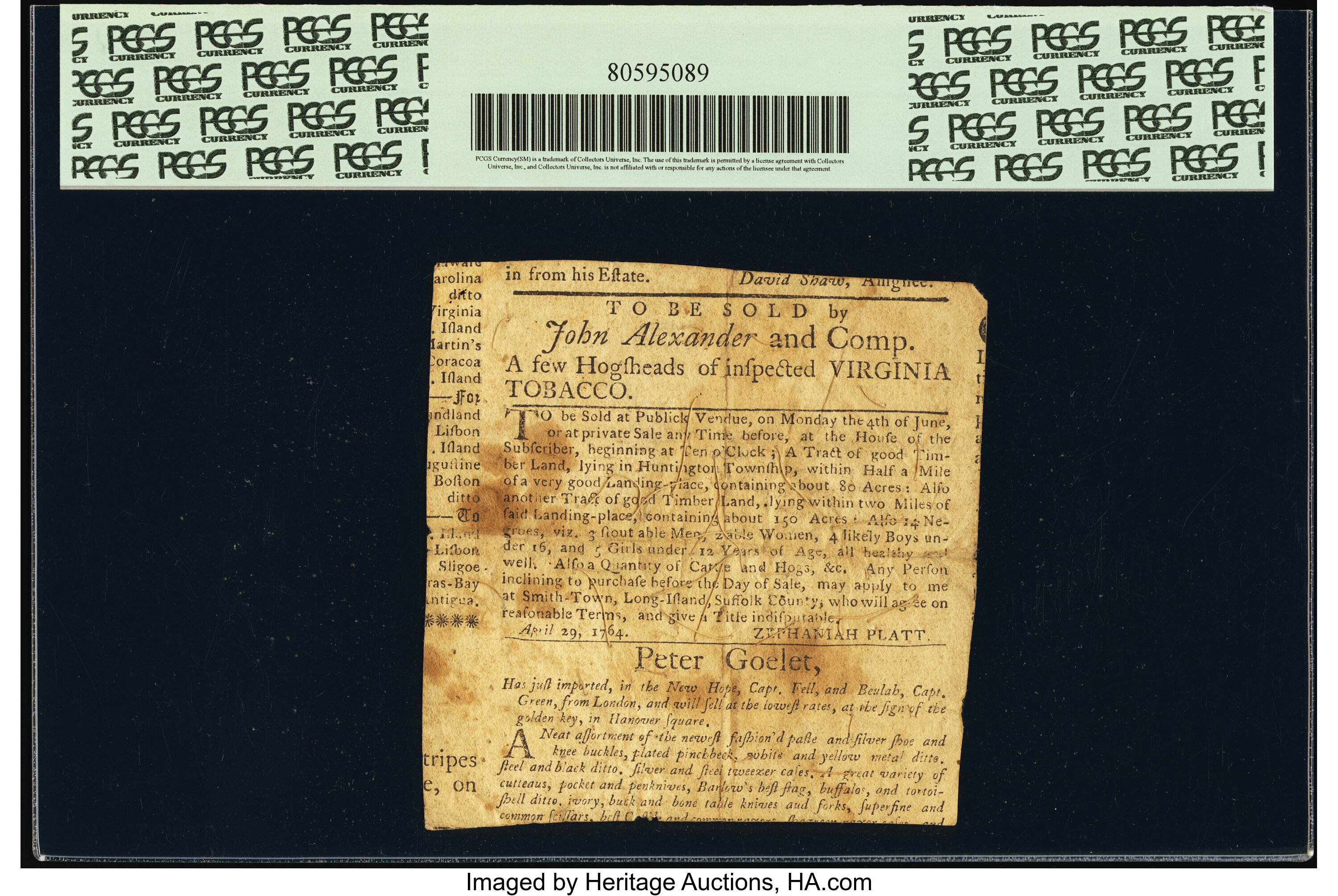 image for: Rhode Island March 18, 1750 2 Ounces 10 Pennyweight PCGS Apparent Good 06....