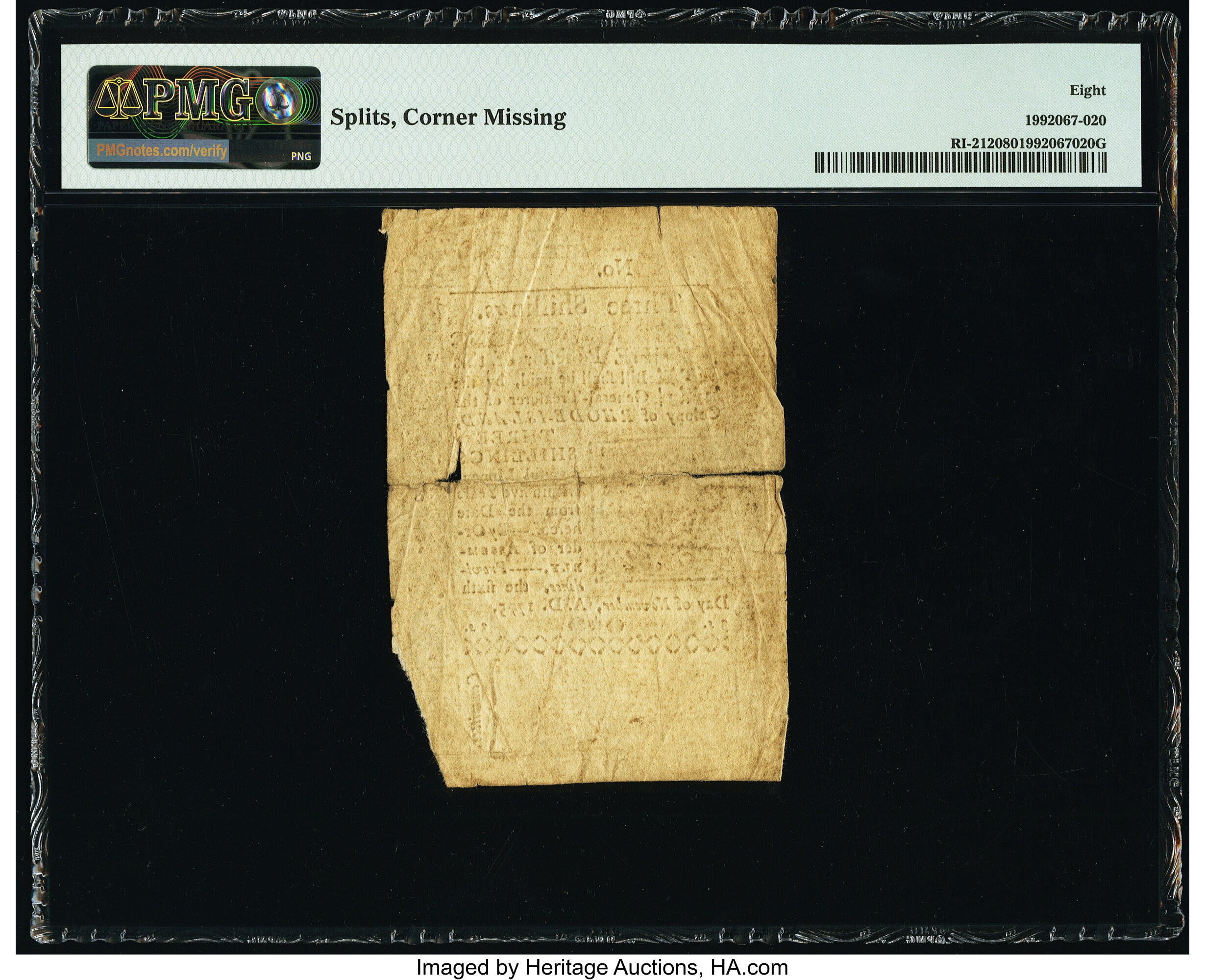 image for: Rhode Island November 6, 1775 3s PMG Very Good 8....