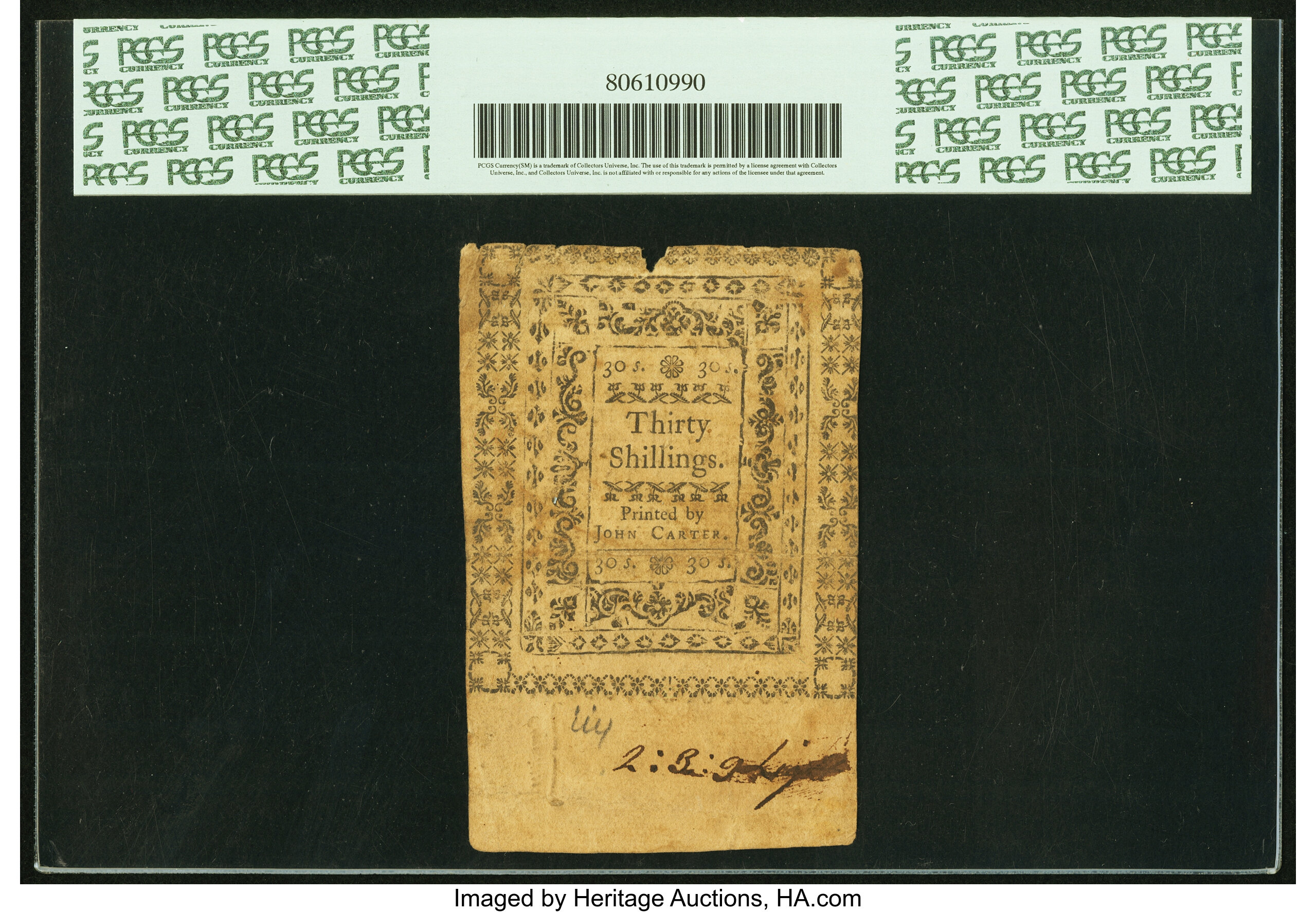 image for: Rhode Island November 6, 1775 30s PCGS Apparent Very Fine 25....