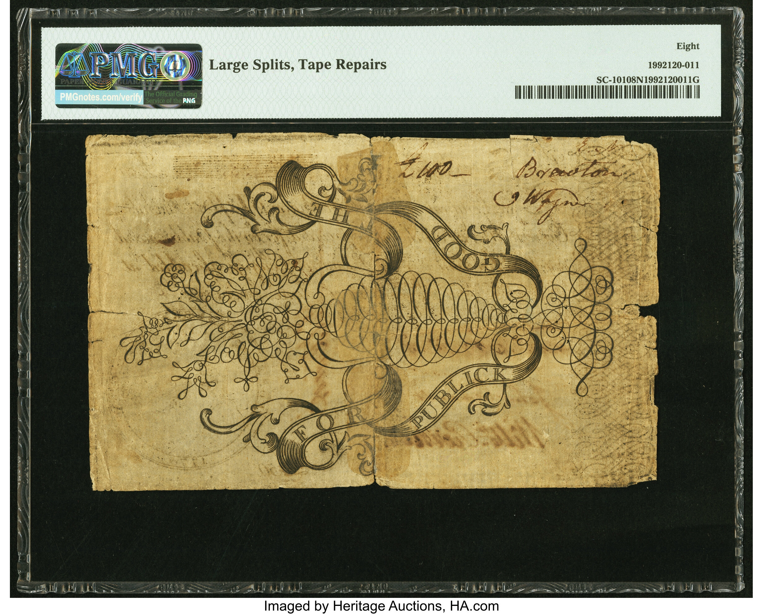 image for: South Carolina June 1, 1775 £50 PMG Very Good 8 Net....
