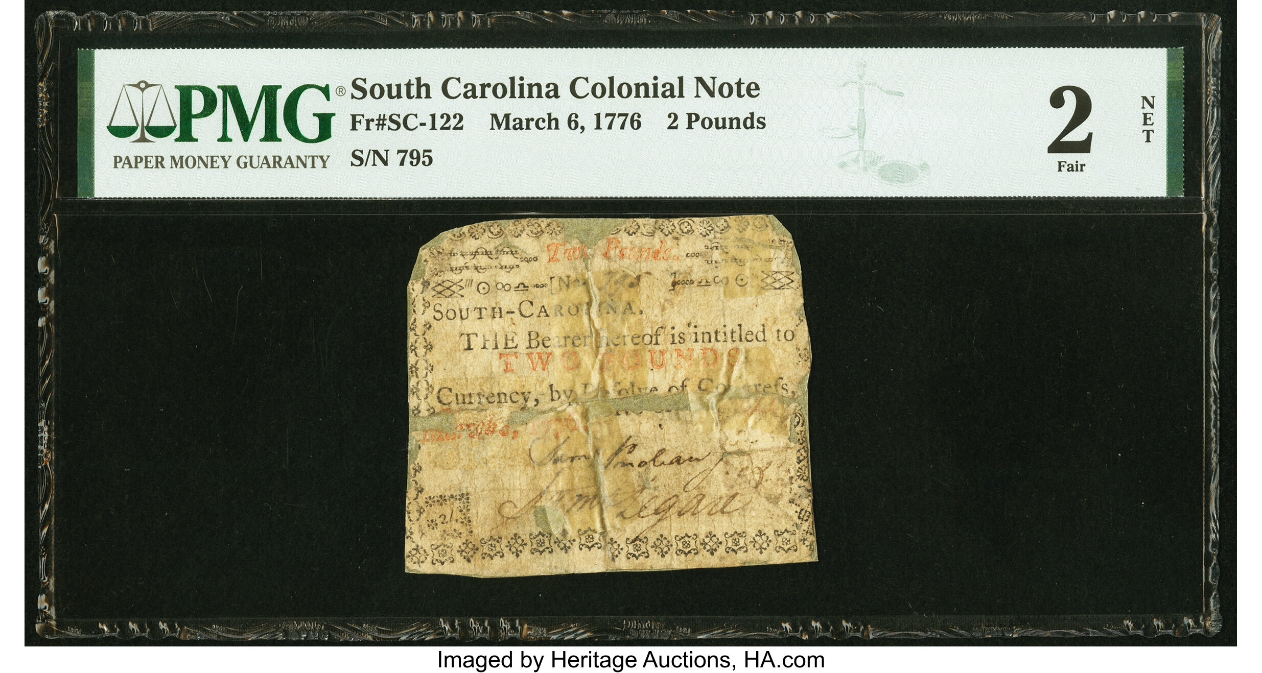 image for: South Carolina March 6, 1776 £2 PMG Fair 2 Net....