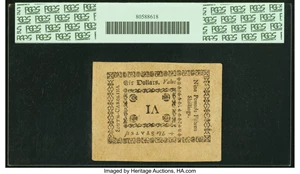 image for: South Carolina October 19, 1776 $6 PCGS Choice About New 55....