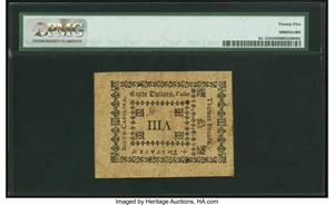 image for: South Carolina October 19, 1776 $8 PMG Very Fine 25....