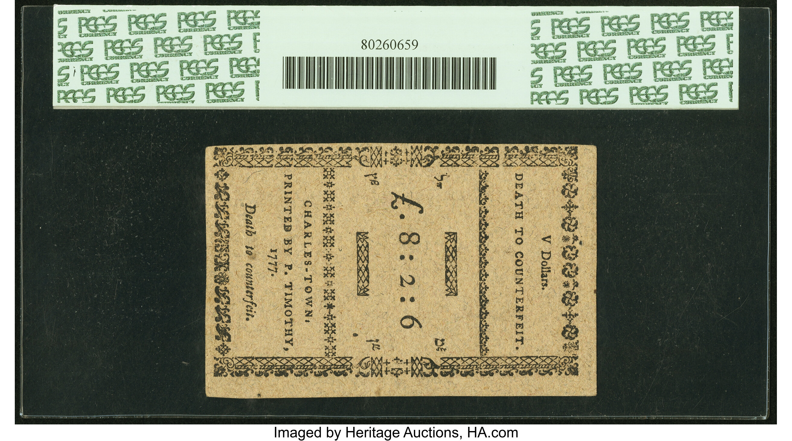 image for: South Carolina December 23, 1776 $5 Remainder PCGS New 62PPQ....