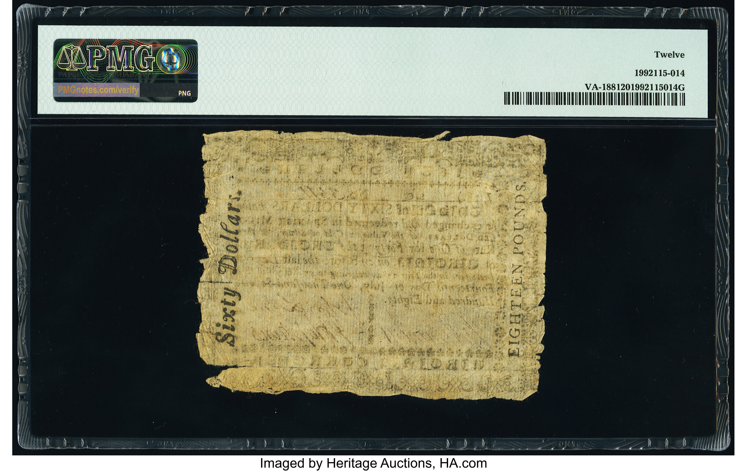 image for: Virginia July 14, 1780 $60 PMG Fine 12....