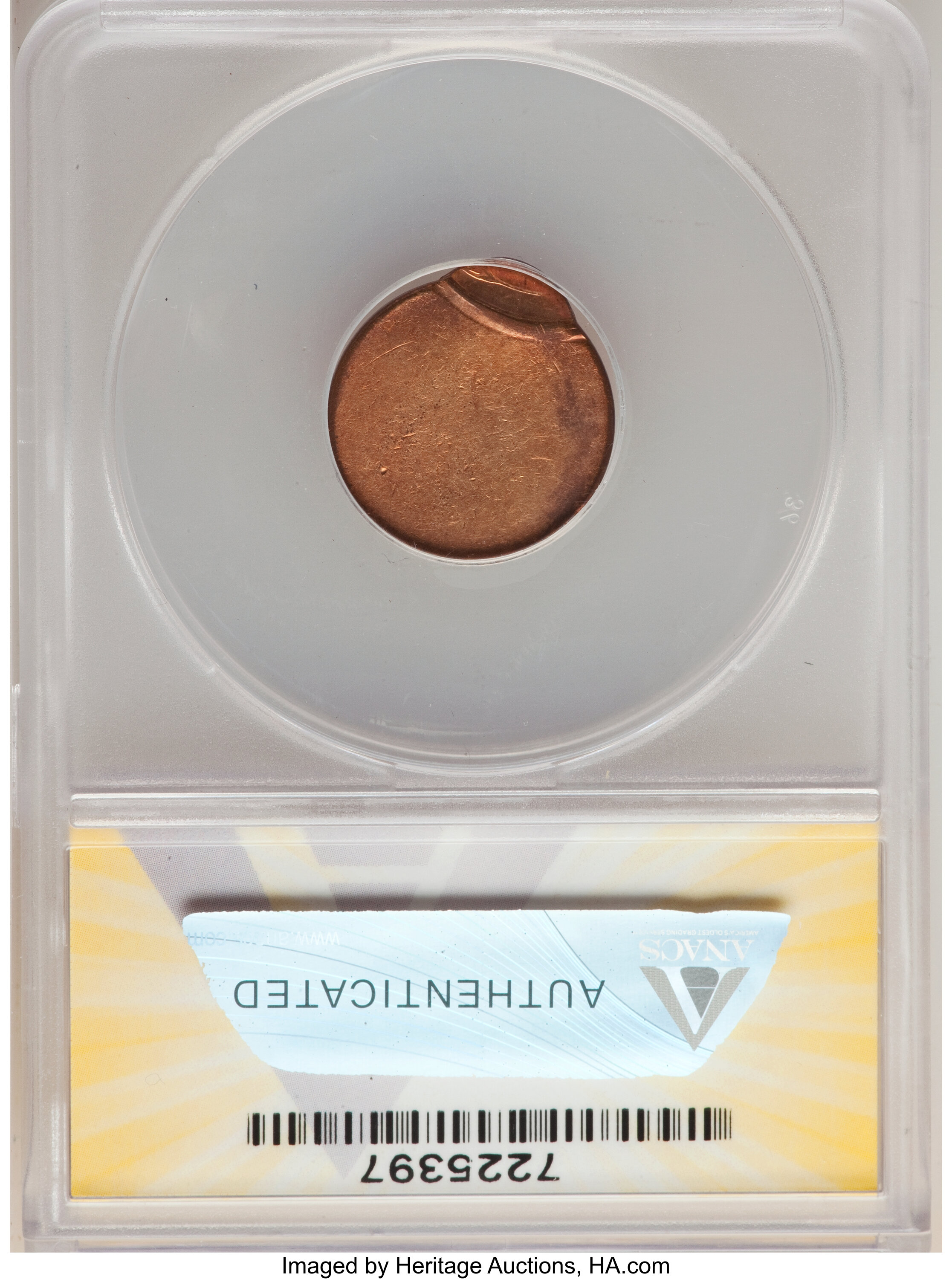 image for: Undated 1C Lincoln Cent -- Struck 95% Off Center @5:00 -- MS63 Red ANACS.From the Don Bonser Error Coin Collection Pa...