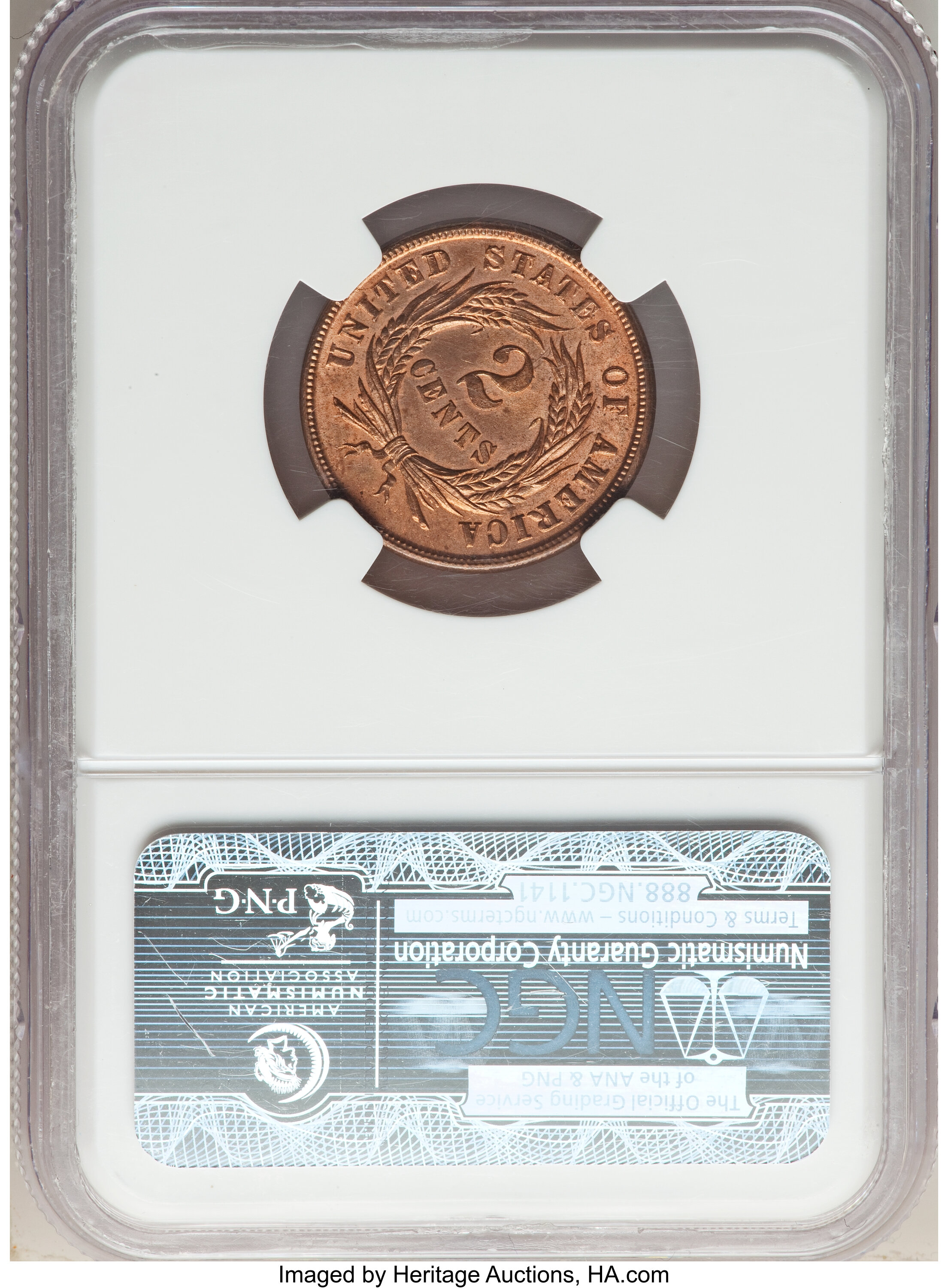 2-Cent Piece 2c 1864-1872 MS RD [Type] MS63 RD CAC thumbnail 8