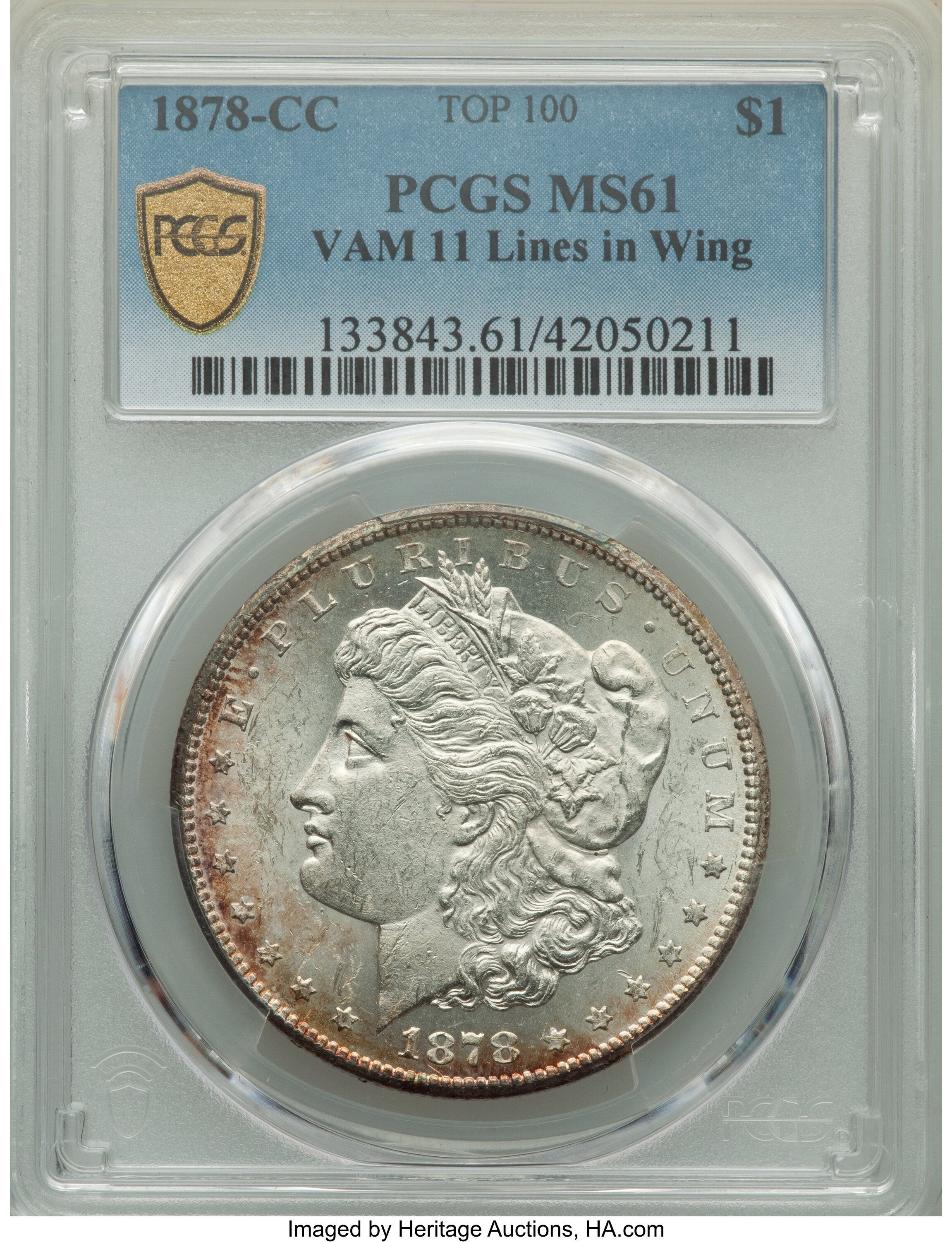1878-CC $1  Lines in Wing, VAM-11 AU50 thumbnail 15