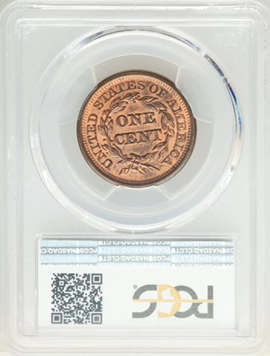 image for: 1845 1C MS63 Red and Brown PCGS. PCGS Population: (11/27). NGC Census: (1/19). CDN: $1,100 Whsle. Bid for NGC/PCGS MS63. Mi...