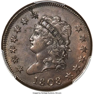 image for: 1808 1C S-279, B-3, R.1, AU55 PCGS....