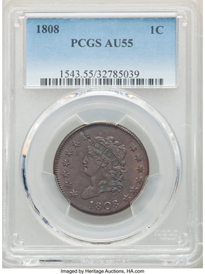 image for: 1808 1C S-279, B-3, R.1, AU55 PCGS....