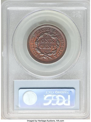 image for: 1857 1C Large Date MS64 Red and Brown PCGS. CAC. PCGS Population: (29/1). NGC Census: (18/8). CDN: $1,100 Whsle. Bid for NG...