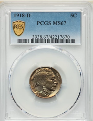 image for: 1918-D 5C MS67 PCGS....