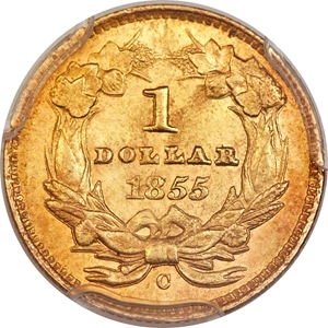 image for: 1855-C G$1 MS61 PCGS. Variety 2. ...