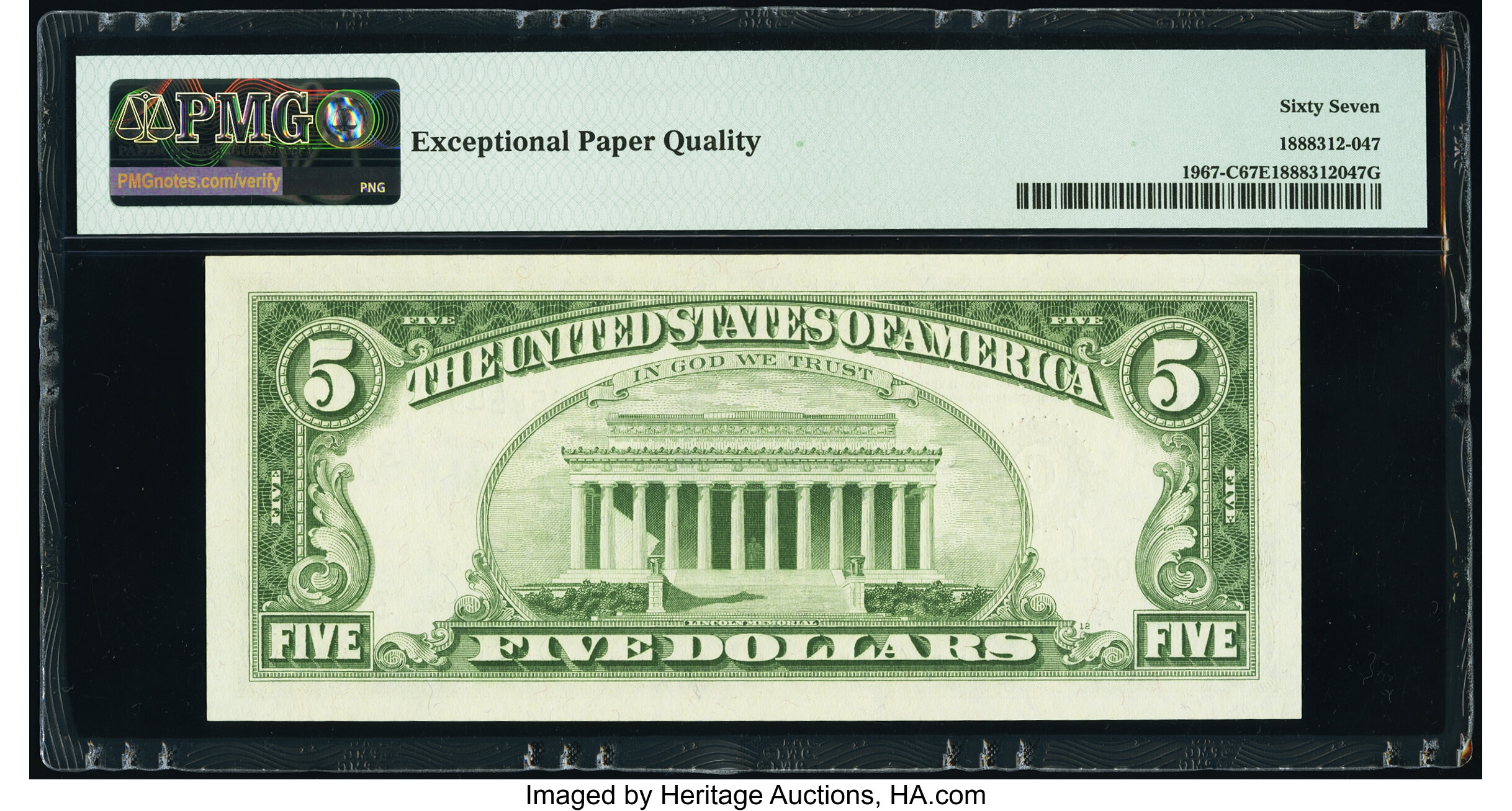 image for: Fr. 1967-C $5 1963 Federal Reserve Note. PMG Superb Gem Unc 67 EPQ....