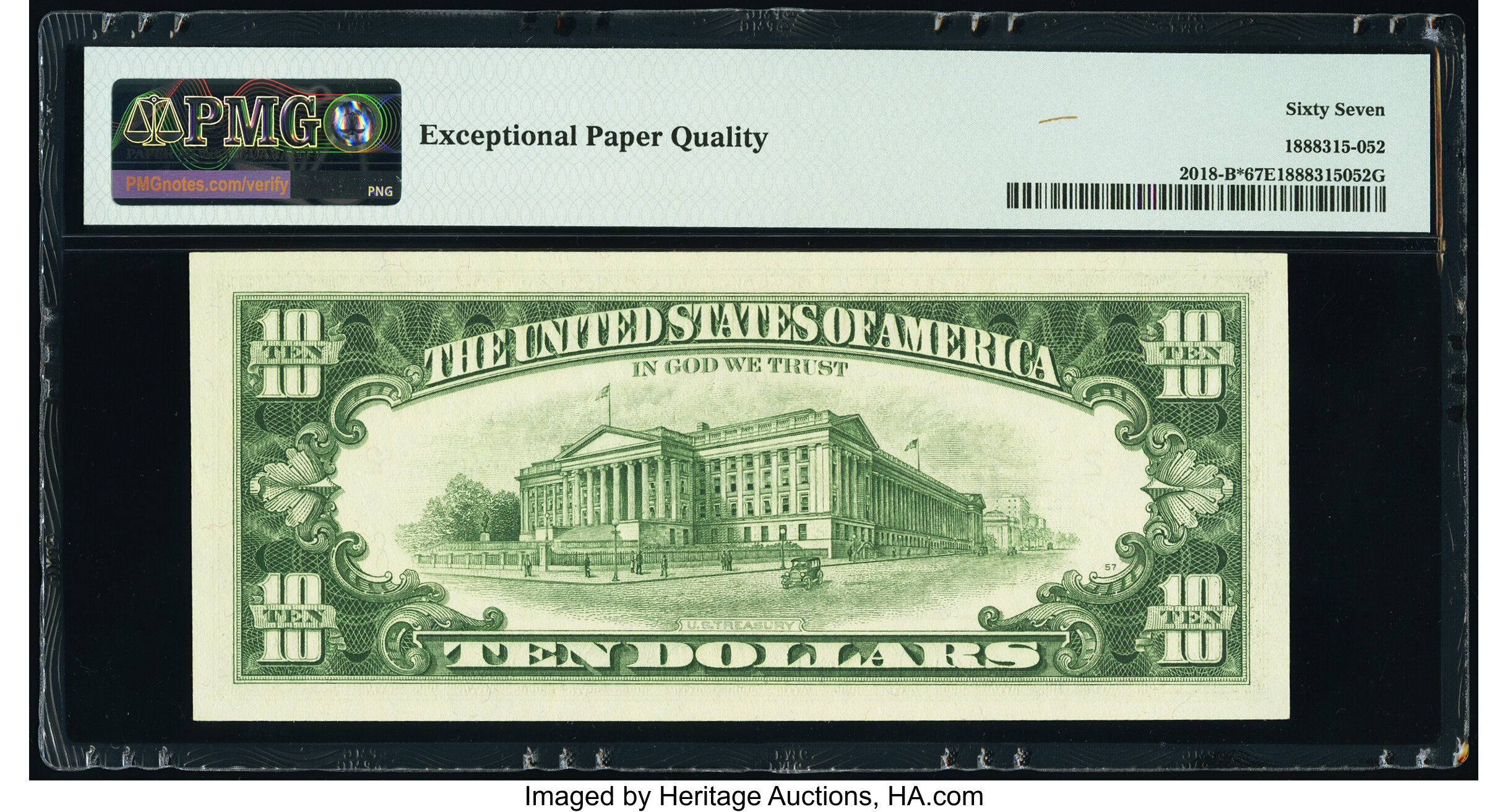 image for: Fr. 2018-B* $10 1969 Federal Reserve Star Note. PMG Superb Gem Unc 67 EPQ....