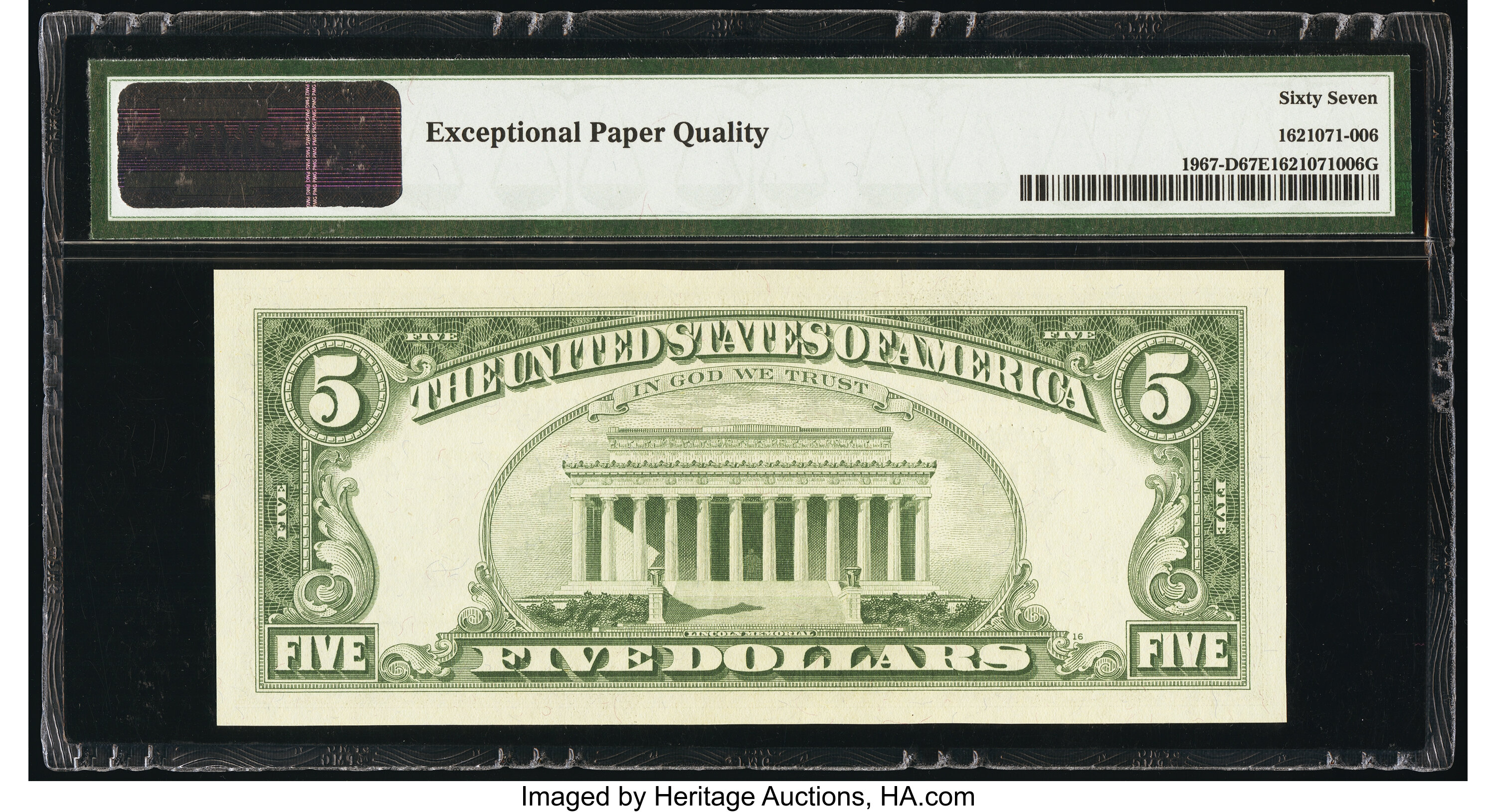 image for: Fr. 1967-D $5 1963 Federal Reserve Note. PMG Superb Gem Unc 67 EPQ....