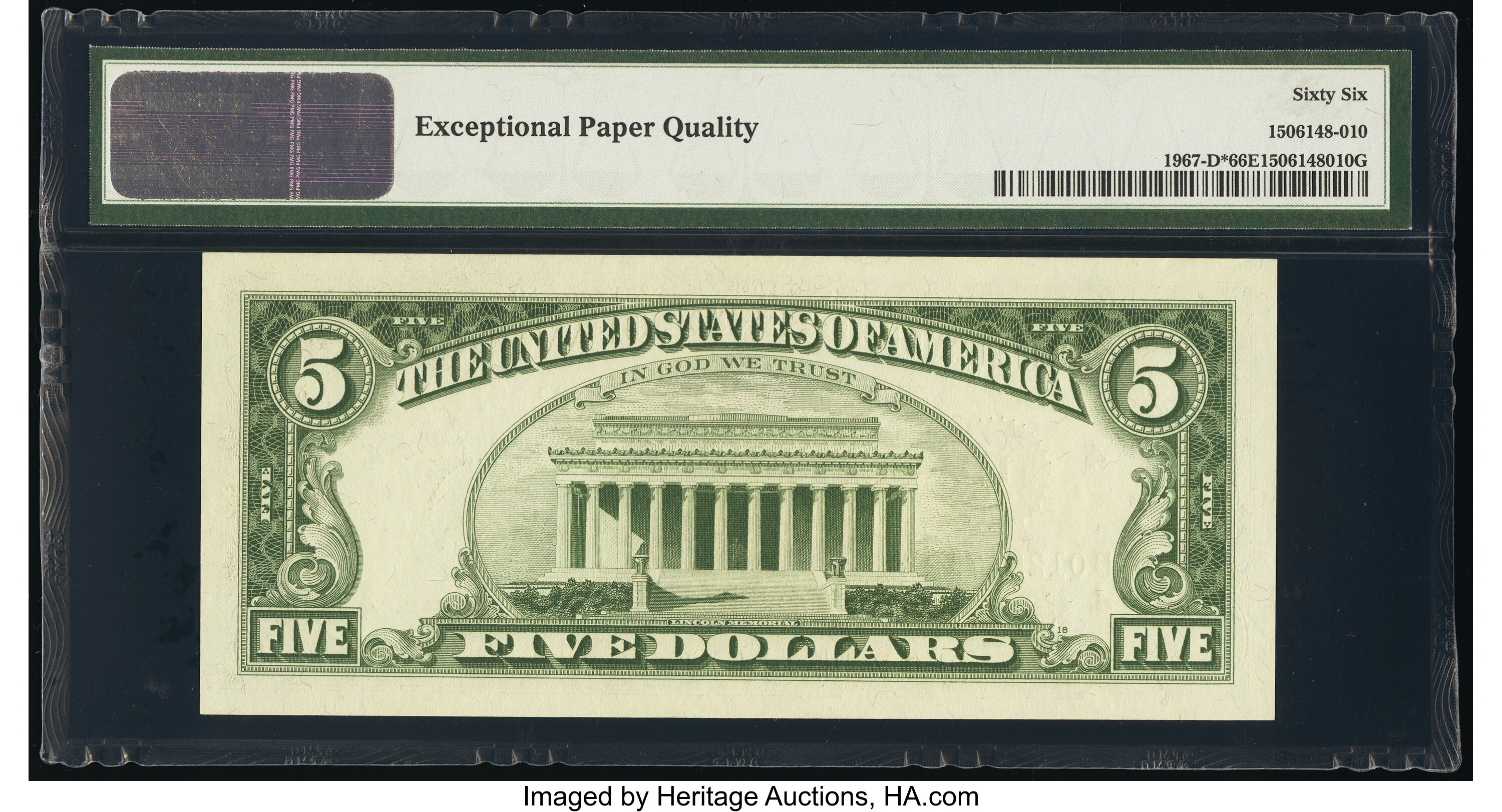 image for: Fr. 1967-D* $5 1963 Federal Reserve Star Note. PMG Gem Uncirculated 66 EPQ....