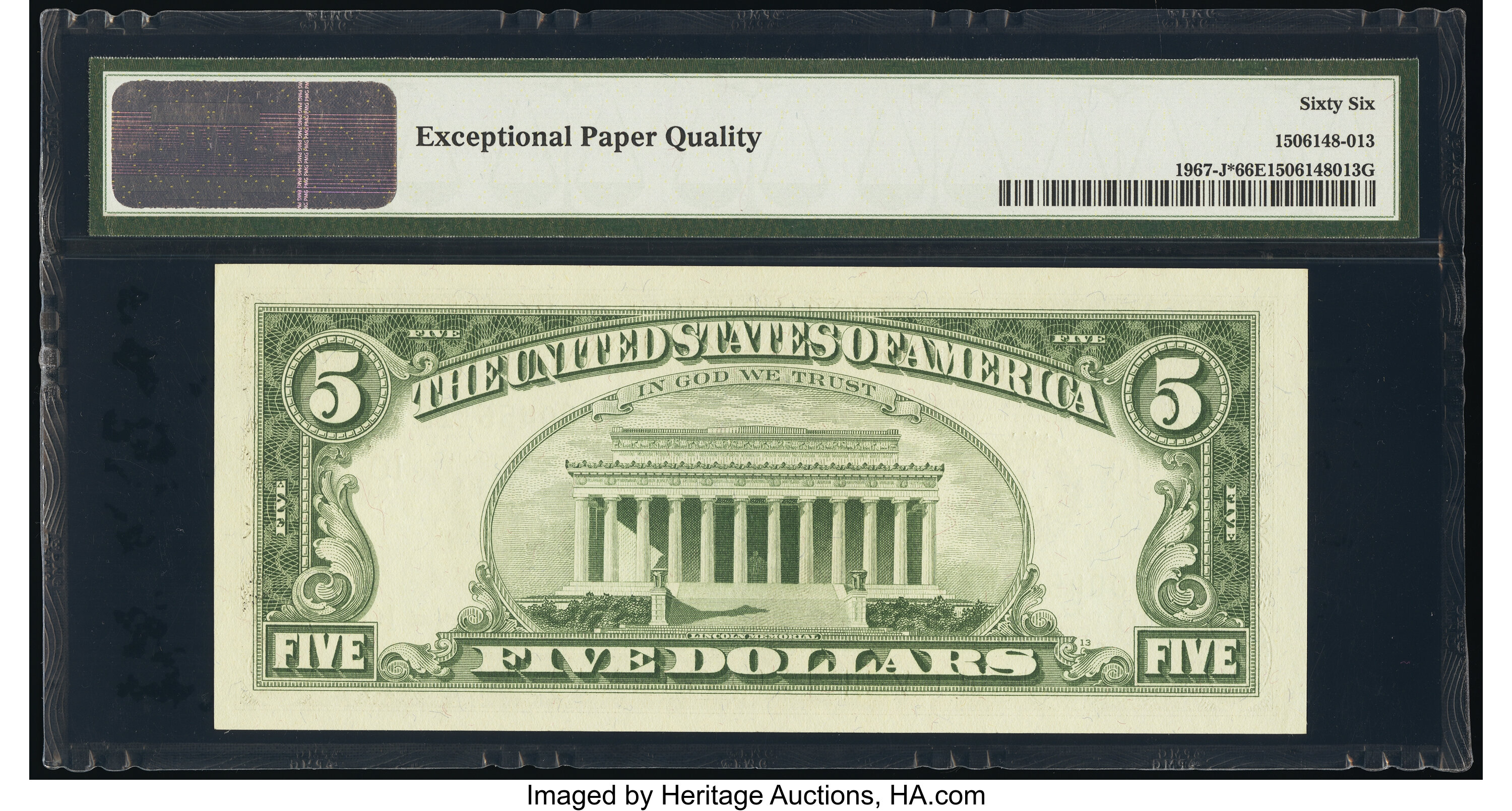 image for: Fr. 1967-J* $5 1963 Federal Reserve Star Note. PMG Gem Uncirculated 66 EPQ....