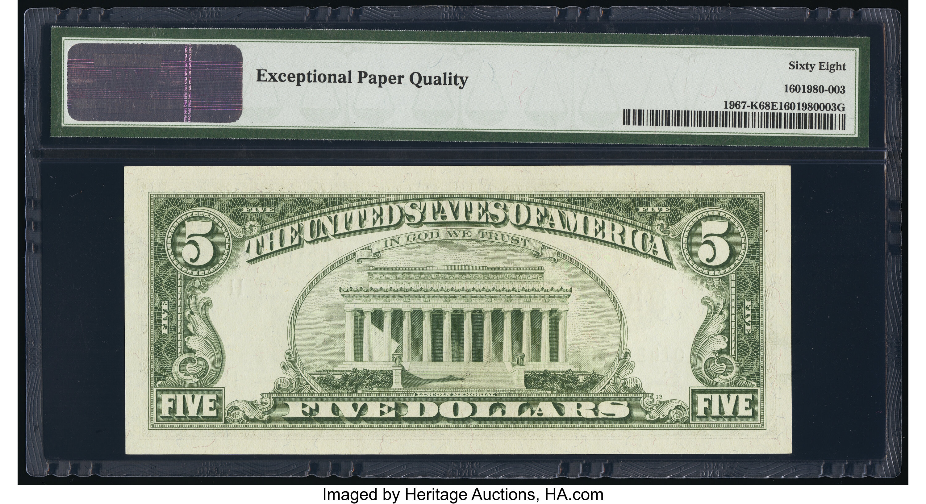 image for: Fr. 1967-K $5 1963 Federal Reserve Note. PMG Superb Gem Unc 68 EPQ....