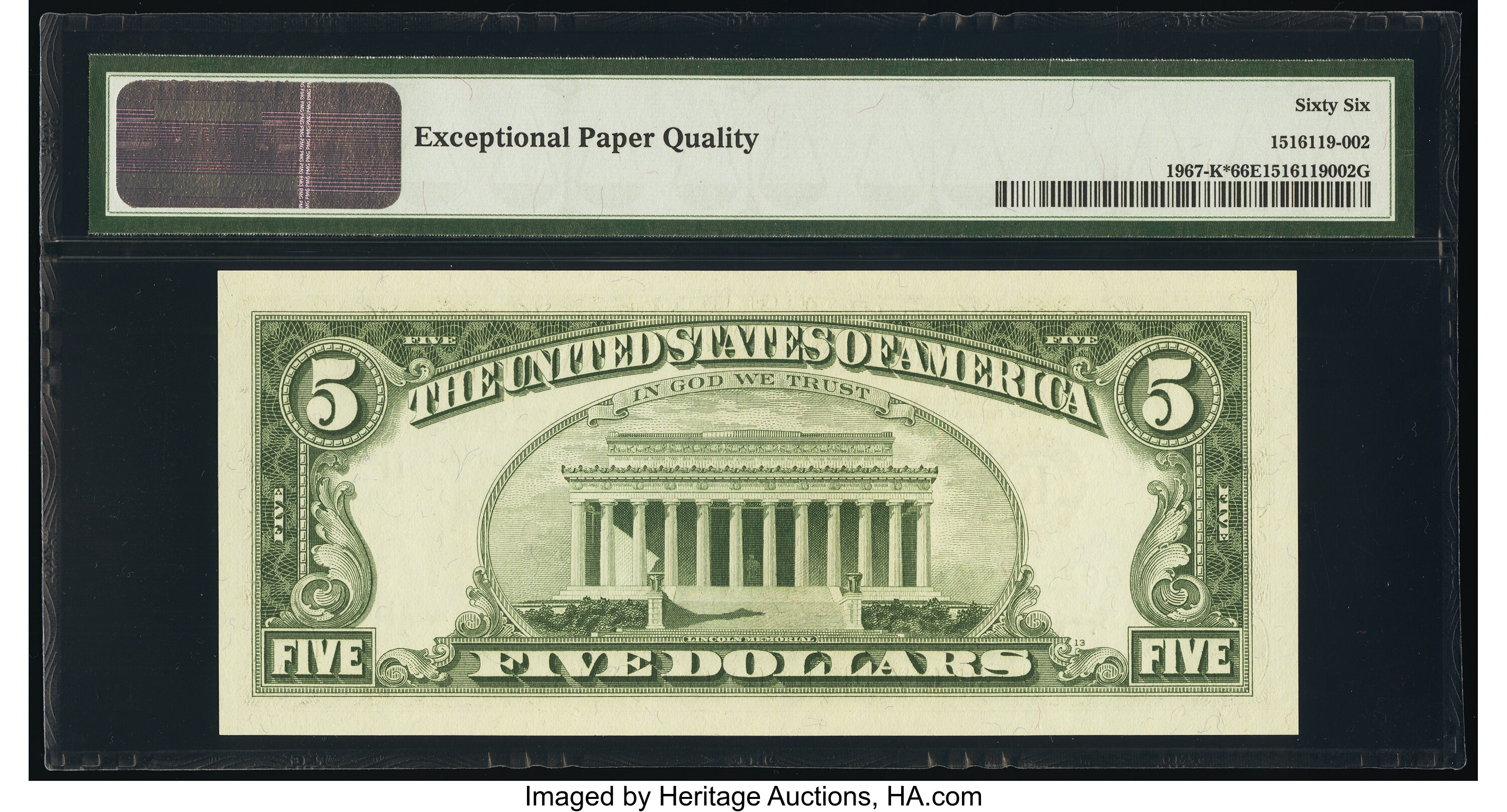 image for: Fr. 1967-K* $5 1963 Federal Reserve Star Note. PMG Gem Uncirculated 66 EPQ....