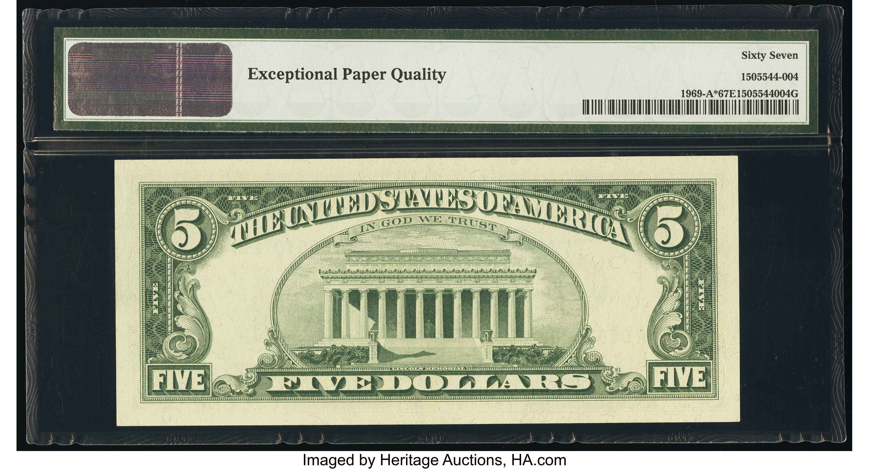 image for: Fr. 1969-A* $5 1969 Federal Reserve Star Note. PMG Superb Gem Unc 67 EPQ....