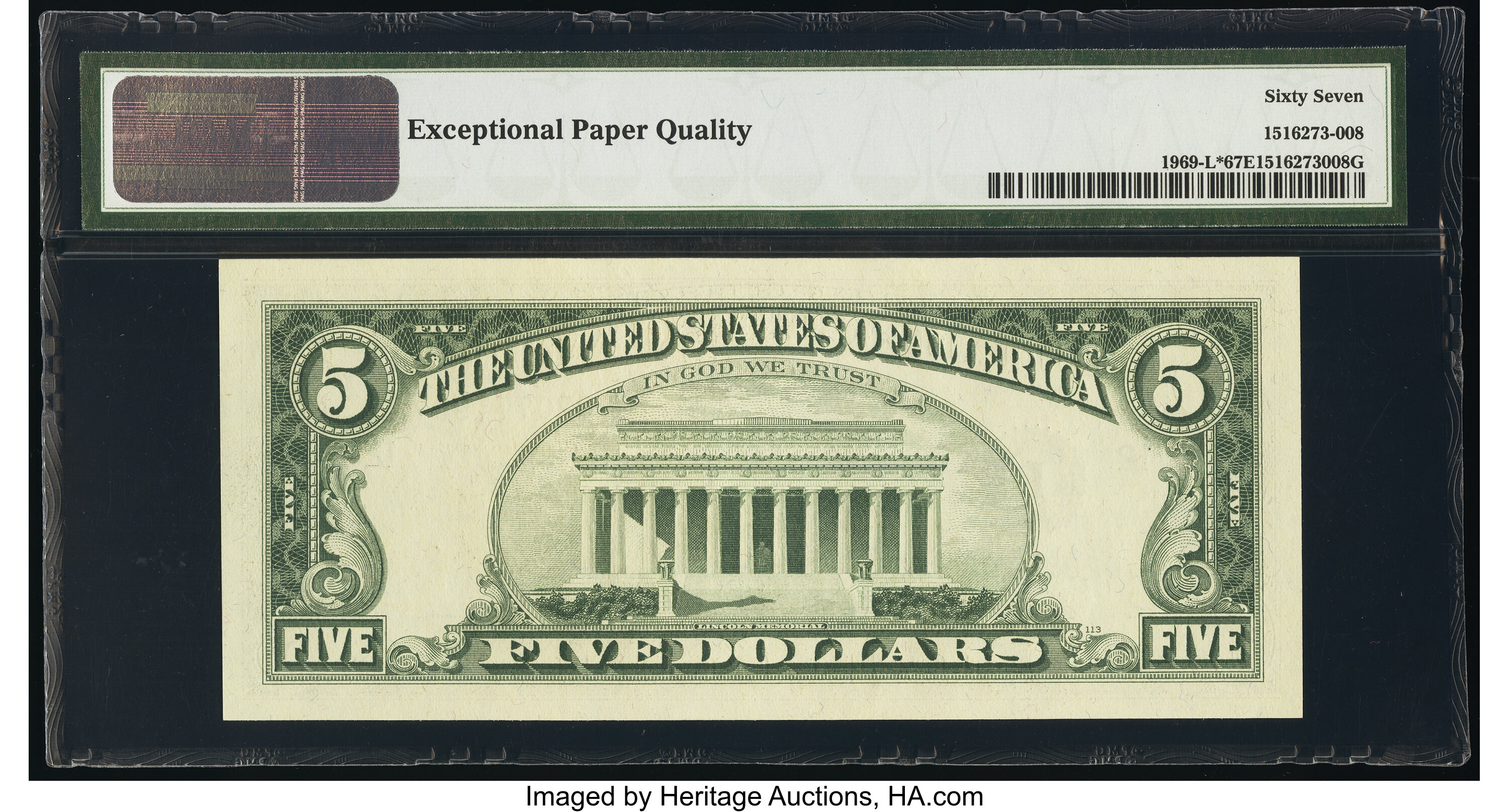 image for: Fr. 1969-L* $5 1969 Federal Reserve Star Note. PMG Superb Gem Unc 67 EPQ....