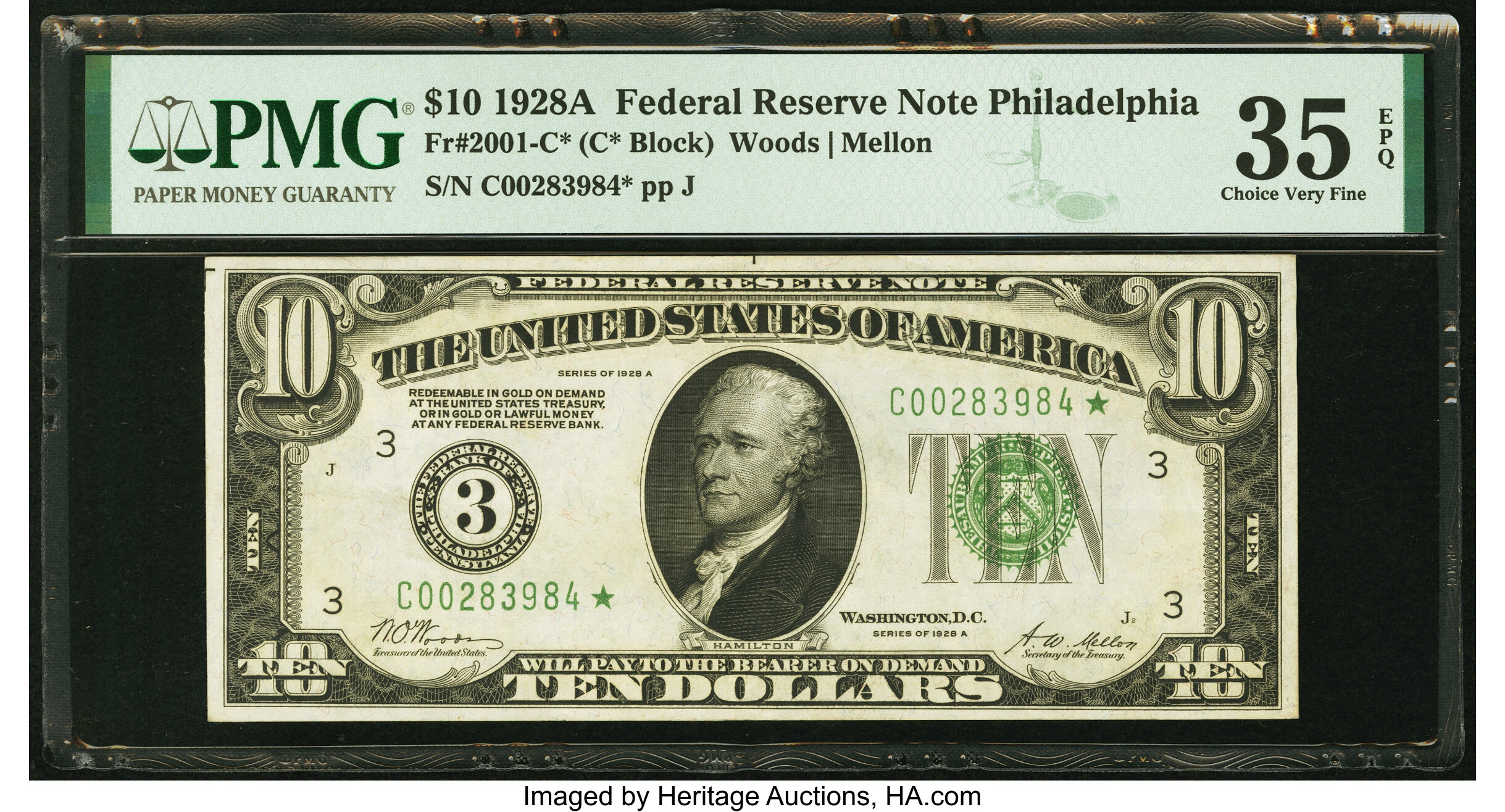 image for: Fr. 2001-C* $10 1928A Federal Reserve Star Note. PMG Choice Very Fine 35 EPQ....