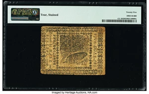 image for: Continental Currency May 9, 1776 $5 PMG Very Fine 25....