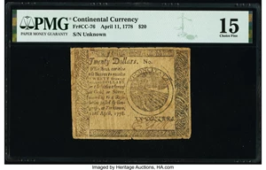 image for: Continental Currency April 11, 1778 $20 PMG Choice Fine 15....