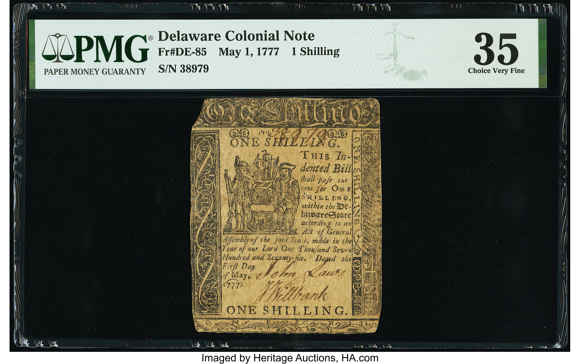 image for: Delaware May 1, 1777 1s PMG Choice Very Fine 35....