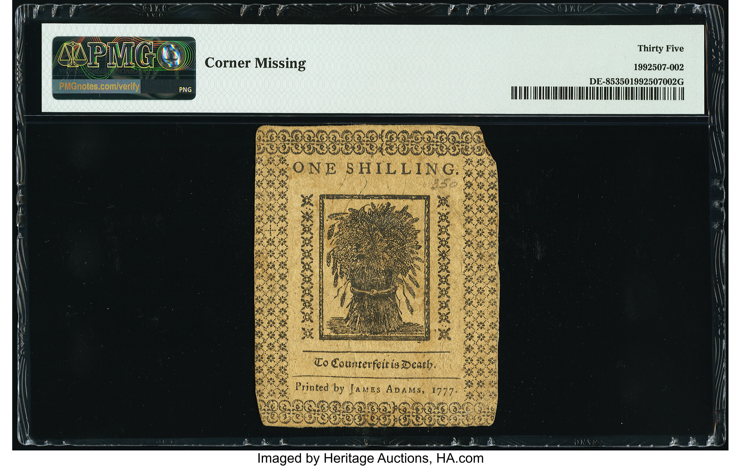 image for: Delaware May 1, 1777 1s PMG Choice Very Fine 35....