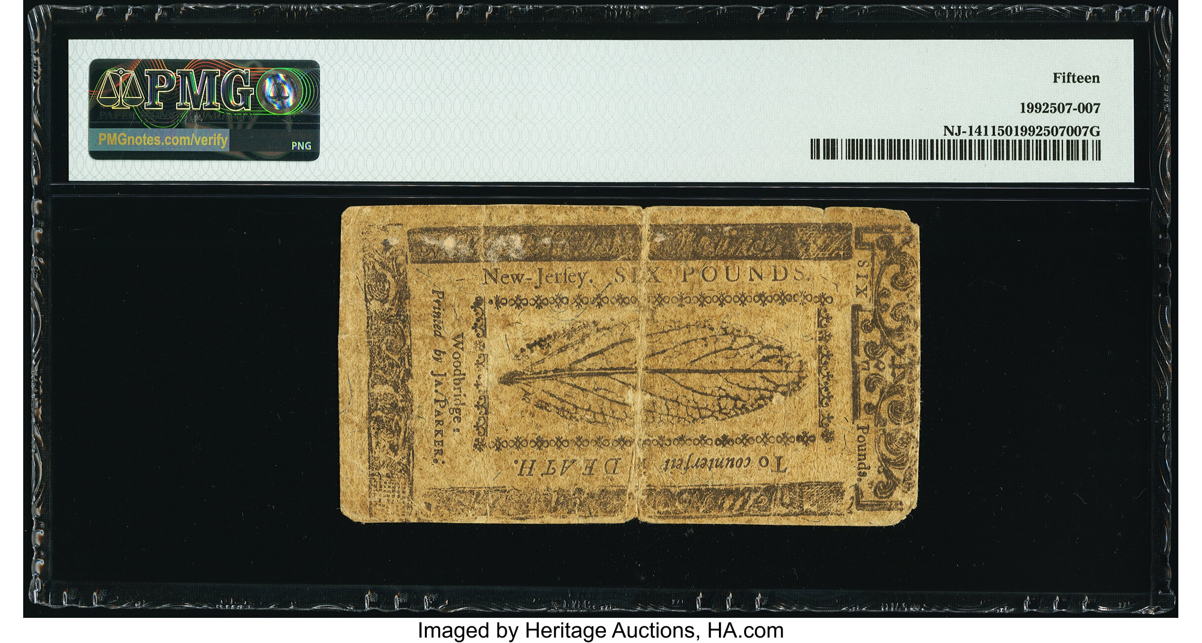 image for: New Jersey April 12, 1760 £6 PMG Choice Fine 15....