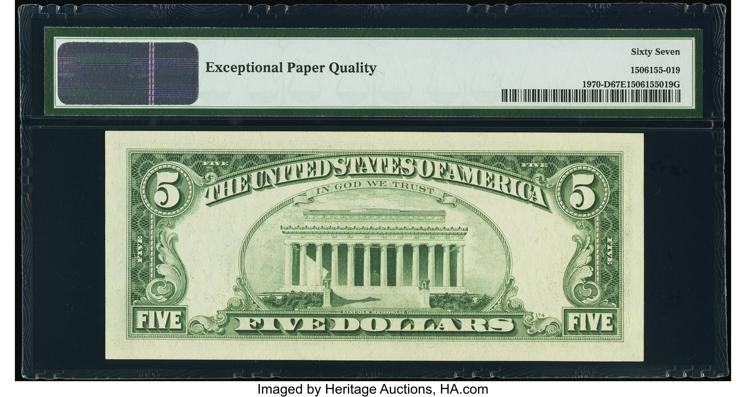 image for: Fr. 1970-D $5 1969A Federal Reserve Note. PMG Superb Gem Unc 67 EPQ....