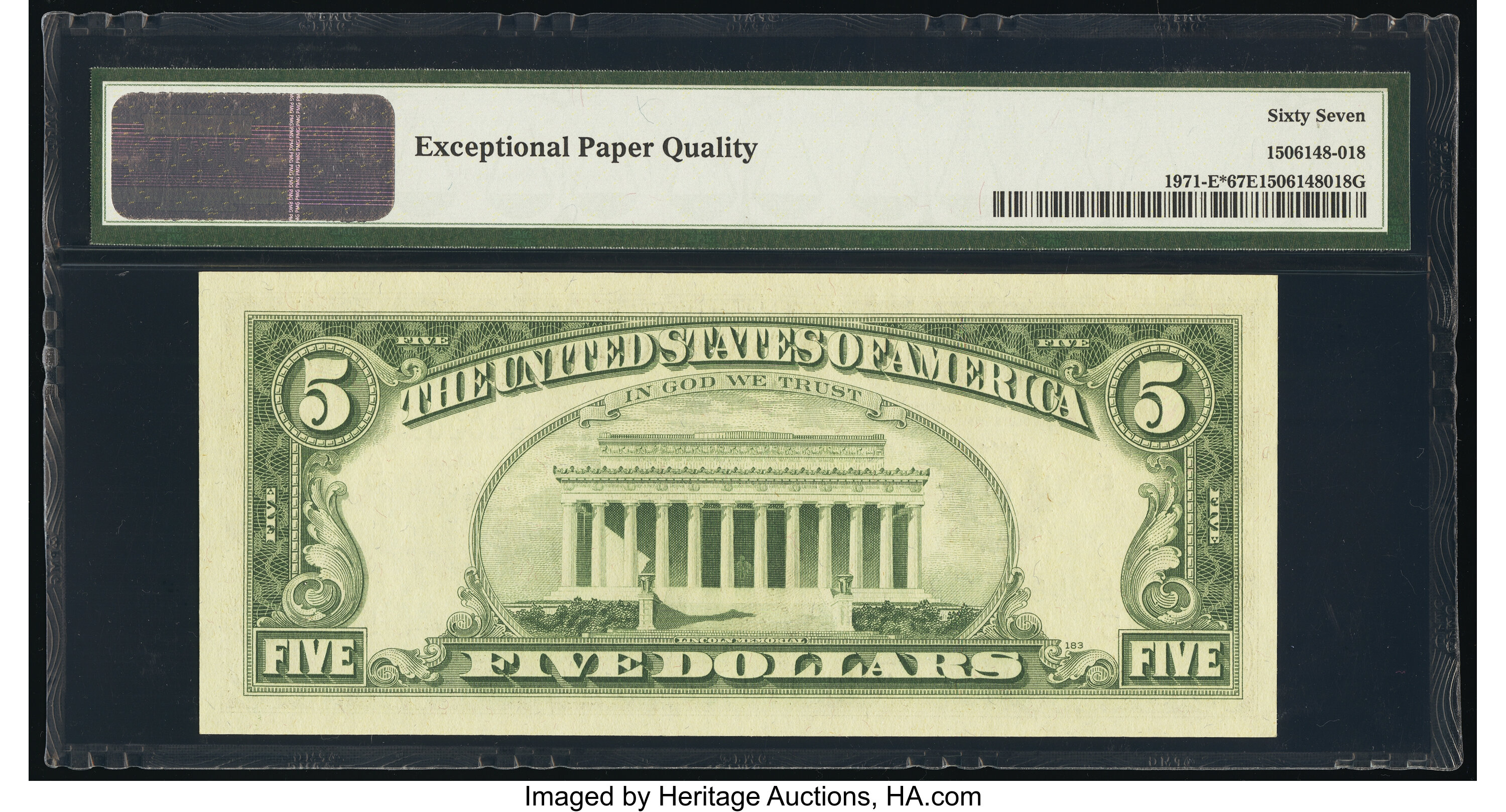 image for: Fr. 1971-E* $5 1969B Federal Reserve Star Note. PMG Superb Gem Unc 67 EPQ....