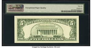 image for: Fr. 1971-F $5 1969B Federal Reserve Note. PMG Gem Uncirculated 66 EPQ....
