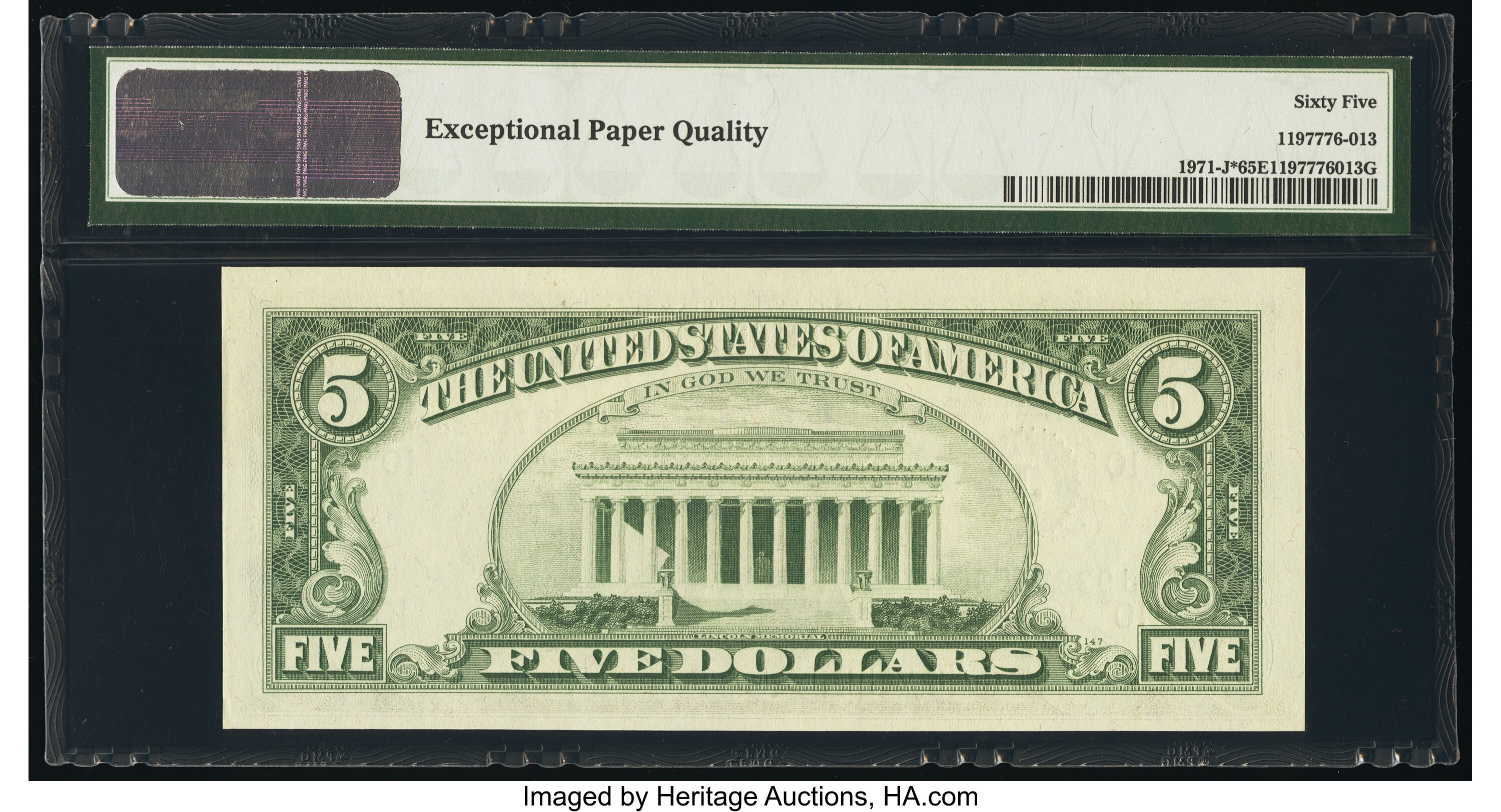 image for: Fr. 1971-J* $5 1969B Federal Reserve Star Note. PMG Gem Uncirculated 65 EPQ....