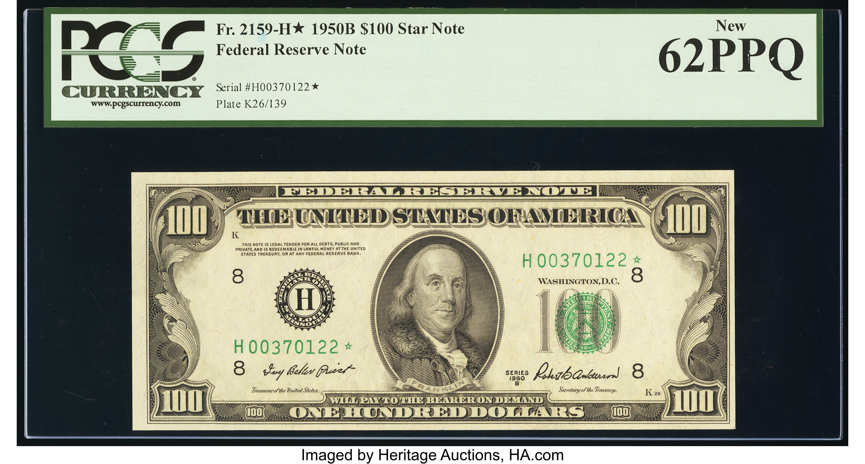 image for: Fr. 2159-H* $100 1950B Federal Reserve Star Note. PCGS New 62PPQ....