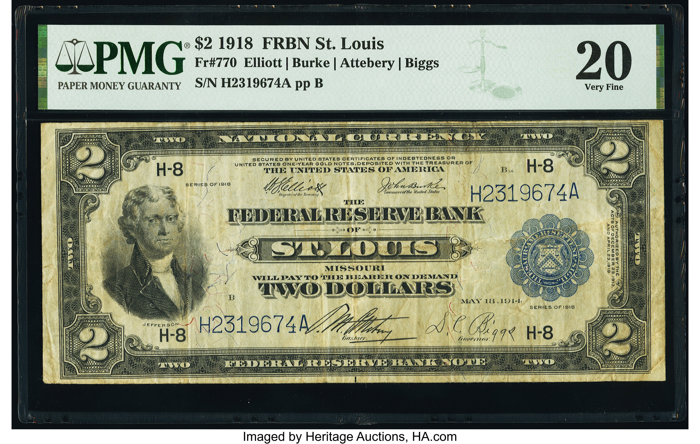 image for: Fr. 770 $2 1918 Federal Reserve Bank Note PMG Very Fine 20....