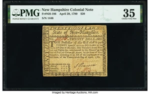 image for: New Hampshire April 29, 1780 $20 PMG Choice Very Fine 35....
