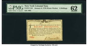 image for: New York January 6, 1776 (Water Works) 8s PMG Uncirculated 62....